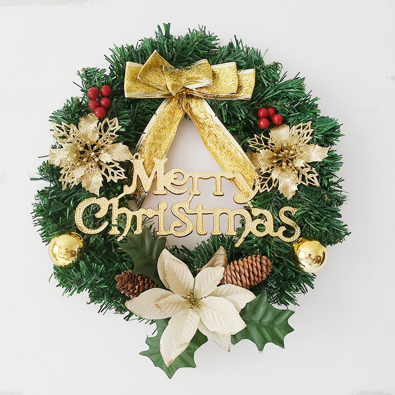 Factory Price Artificial 30 Cm Large Christmas Wreath for Front Door Hanging Window Props Background Christmas Tree Accessories