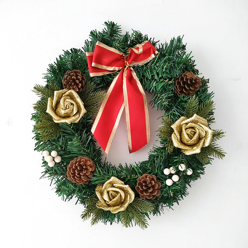 Factory Price Artificial 30 Cm Large Christmas Wreath for Front Door Hanging Window Props Background Christmas Tree Accessories