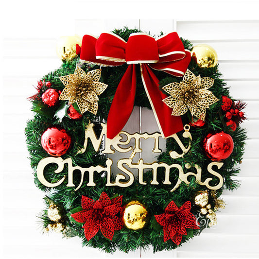 Factory Price Artificial 30 Cm Large Christmas Wreath for Front Door Hanging Window Props Background Christmas Tree Accessories