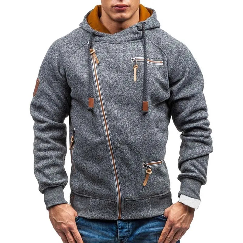 New Hoodie Men 2021 Autumn Casual Solid Long Sleeve Mens Hoodies Sweatshirts Slim Zipper Hoody Sweatshirt Men Hooded Streetwear