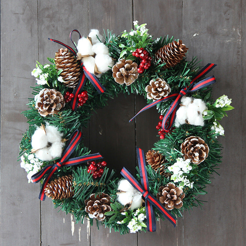 Factory Price Artificial 30 Cm Large Christmas Wreath for Front Door Hanging Window Props Background Christmas Tree Accessories